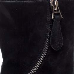 Pre Owned Alaia Black Suede Zip Around Ankle Boots Size 37.5