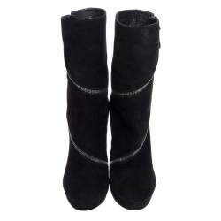 Pre Owned Alaia Black Suede Zip Around Ankle Boots Size 37.5