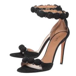 Pre Owned Alaia Green Suede Leather Bombe Ankle Strap Sandals Size 39