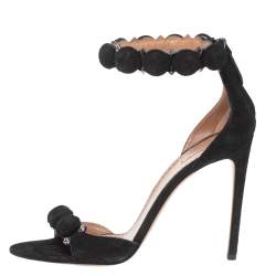 Pre Owned Alaia Green Suede Leather Bombe Ankle Strap Sandals Size 39