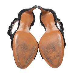 Pre Owned Alaia Green Suede Leather Bombe Ankle Strap Sandals Size 39