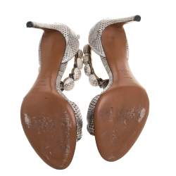 Pre Owned Alaia Multicolor Python Chamois Bombe Ankle Cuff Sandals Size 39