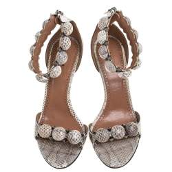 Pre Owned Alaia Multicolor Python Chamois Bombe Ankle Cuff Sandals Size 39