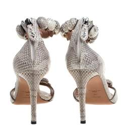 Pre Owned Alaia Multicolor Python Chamois Bombe Ankle Cuff Sandals Size 39