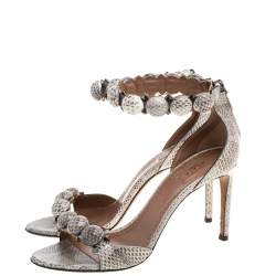 Pre Owned Alaia Multicolor Python Chamois Bombe Ankle Cuff Sandals Size 39