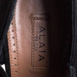 Pre Owned Alaia Black Suede Cut Out Ankle Boots Size 38.5