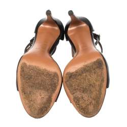 Pre Owned Alaia Black Leather Ankle Strap Sandals Size 38