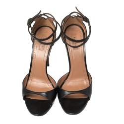 Pre Owned Alaia Black Leather Ankle Strap Sandals Size 38