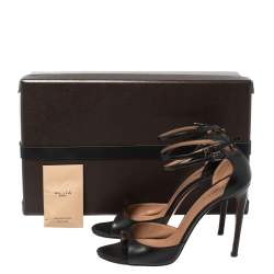 Pre Owned Alaia Black Leather Ankle Strap Sandals Size 38