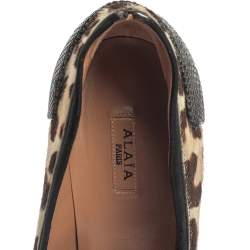 Pre Owned Alaia Paris White Leopard Print Pony Hair Pumps Size 37