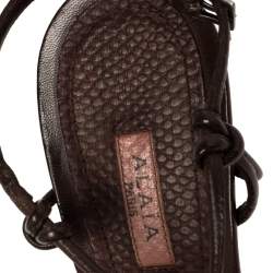 Pre Owned Alaia Red/Brown Croc Leather And Leather Strappy Sandals Size 39