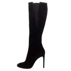 Pre Owned Alaia Black Suede Mid Calf Zipper Boots Size 40