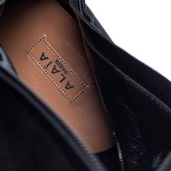 Pre Owned Alaia Black Suede Mid Calf Zipper Boots Size 40