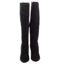 Pre Owned Alaia Black Suede Mid Calf Zipper Boots Size 40