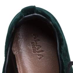 Alaia Green Laser Print Velvet Low Top Sneakers Size 39