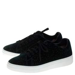 Alaia Green Laser Print Velvet Low Top Sneakers Size 39