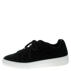 Alaia Green Laser Print Velvet Low Top Sneakers Size 39