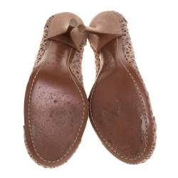 Pre Owned Alaia Beige Suede Laser Cut Pumps Size 36.5