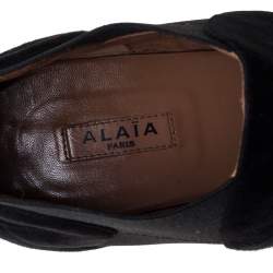 Pre Owned Alaia Black Suede Slip On Ankle Boots Size 40