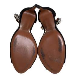 Alaia Black Suede Studded Ankle Strap Sandals Size 40