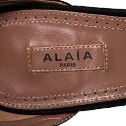 Alaia Black Suede Studded Ankle Strap Sandals Size 40