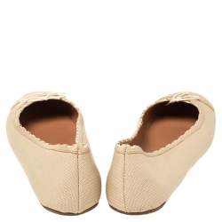 Pre Owned Alaia Beige Canvas And Leather Bow Ballet Flats Size 40