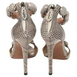 Pre Owned Alaia Multicolor Python Chamois Bombe Ankle Cuff Sandals Size 36