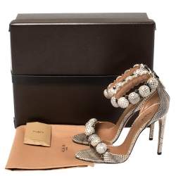 Pre Owned Alaia Multicolor Python Chamois Bombe Ankle Cuff Sandals Size 36