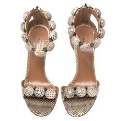 Pre Owned Alaia Multicolor Python Chamois Bombe Ankle Cuff Sandals Size 36