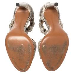 Pre Owned Alaia Multicolor Python Chamois Bombe Ankle Cuff Sandals Size 36