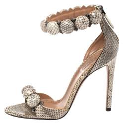 Pre Owned Alaia Multicolor Python Chamois Bombe Ankle Cuff Sandals Size 36