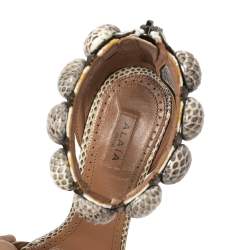 Pre Owned Alaia Multicolor Python Chamois Bombe Ankle Cuff Sandals Size 36