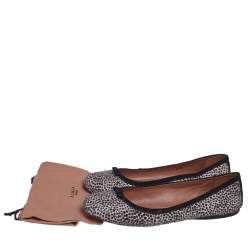 Pre Owned Alaia White/Black Calf Hair Ballet Flats Size 40