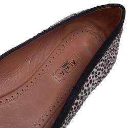 Pre Owned Alaia White/Black Calf Hair Ballet Flats Size 40