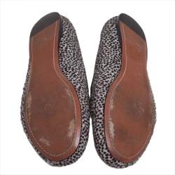 Pre Owned Alaia White/Black Calf Hair Ballet Flats Size 40