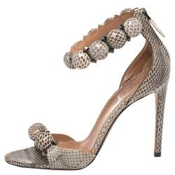 Pre Owned Alaia Multicolor Python Chamois Bombe Ankle Cuff Sandals Size 38