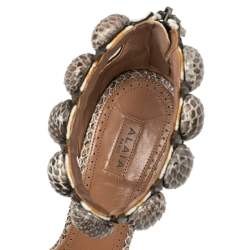 Pre Owned Alaia Multicolor Python Chamois Bombe Ankle Cuff Sandals Size 38