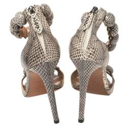 Pre Owned Alaia Multicolor Python Chamois Bombe Ankle Cuff Sandals Size 38