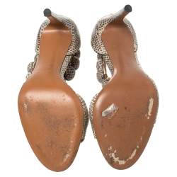 Pre Owned Alaia Multicolor Python Chamois Bombe Ankle Cuff Sandals Size 38