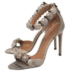Pre Owned Alaia Multicolor Python Chamois Bombe Ankle Cuff Sandals Size 38