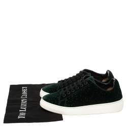 Pre Owned Alaia Green Velvet Laser Cut Lace Up Sneaker Size 36