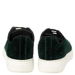 Pre Owned Alaia Green Velvet Laser Cut Lace Up Sneaker Size 36