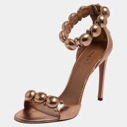 Alaia Metallic Leather Bombe Ankle Strap Sandals Size 39 Alaia | TLC