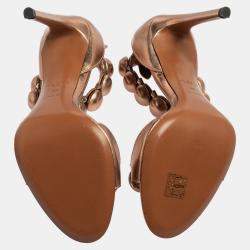Alaia Metallic Bronze Leather Bombe Ankle Strap Sandals Size 39