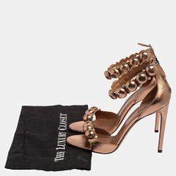Alaia Metallic Bronze Leather Bombe Ankle Strap Sandals Size 39