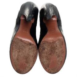 Pre Owned Alaia Black Textured Patent Leather Chelsea Ankle Boots Size 37