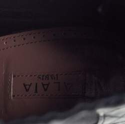 Pre Owned Alaia Black Textured Patent Leather Chelsea Ankle Boots Size 37