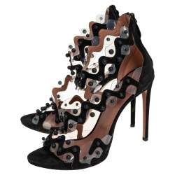 Pre Owned Alaia Black Suede And PVC Chamois Ankle Strap Sandals Size 41