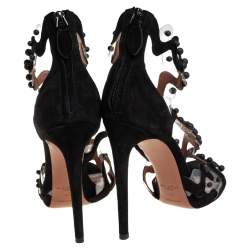 Pre Owned Alaia Black Suede And PVC Chamois Ankle Strap Sandals Size 41