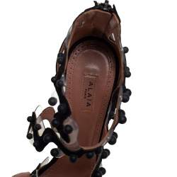 Pre Owned Alaia Black Suede And PVC Chamois Ankle Strap Sandals Size 41
